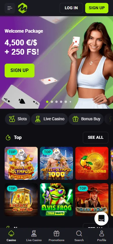 Mateslots Casino mobile browser game lobby on a smartphone